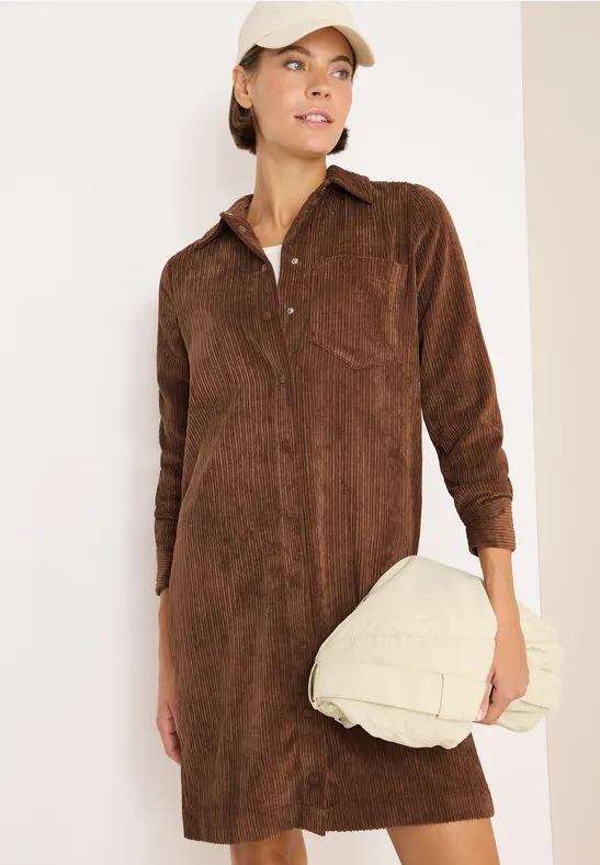 Cord-Hemdkleid in Breitcord-Optik