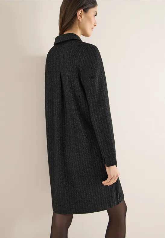 Damen Two-Tone Struktur Hemdkleid