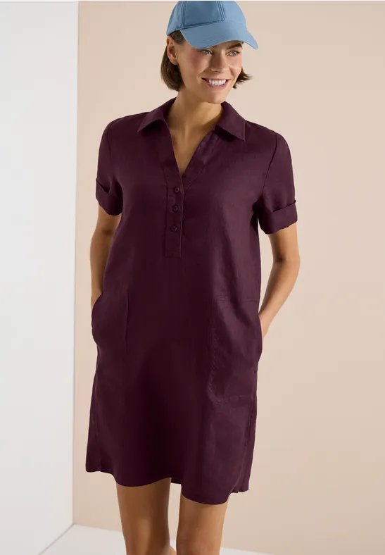 Lässiges Leinenhemdkleid in Knielänge