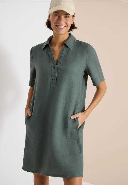 Lässiges Leinenhemdkleid mit Taschen