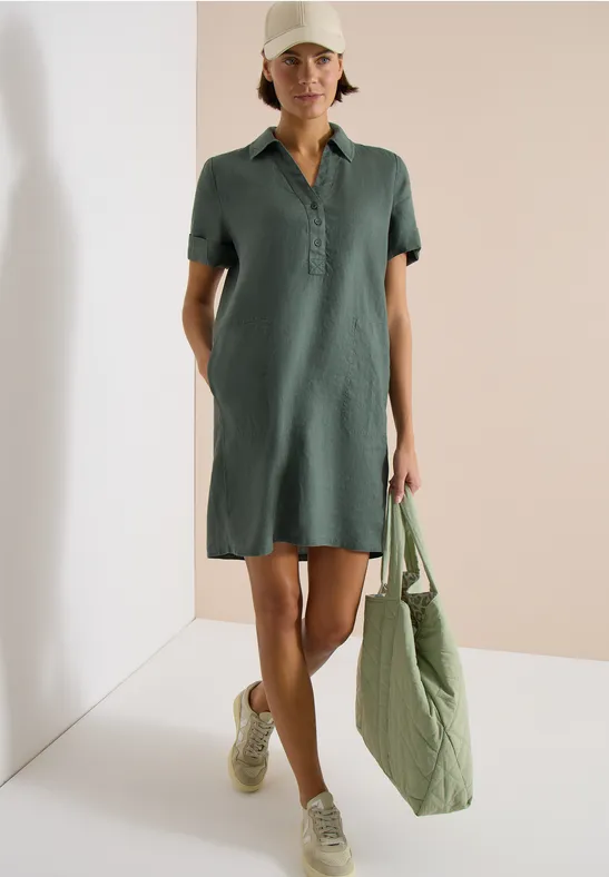 Lässiges Leinenhemdkleid mit Taschen