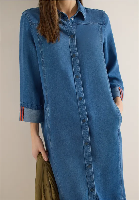 Jeanskleid im Hemdkleid-Look mit Taschen