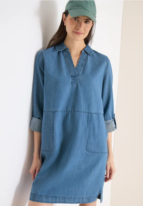 Lässiges Jeanshemdkleid mit Taschen