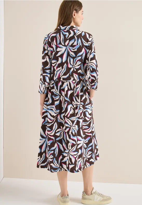 Bedrucktes Midi-Hemdkleid mit Taschen
