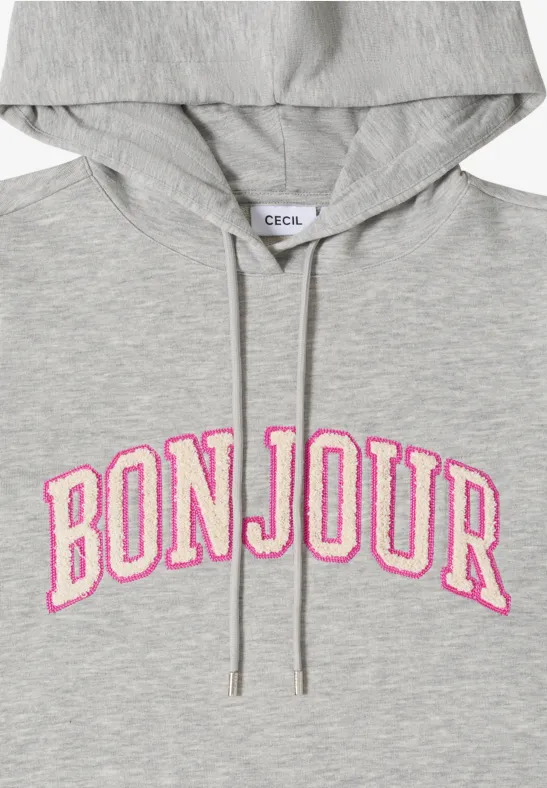 Lässiges Strick-Hoodie-Kleid mit Aufdruck