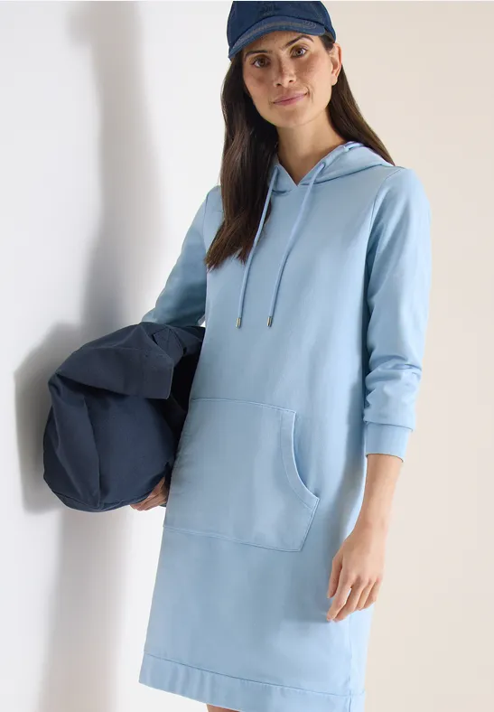 Lässiges Kapuzen-Sweatshirt-Kleid in Knielänge