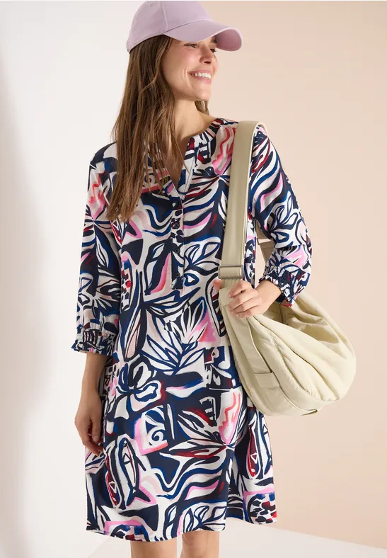 Knielanges Kleid mit Grafikmuster