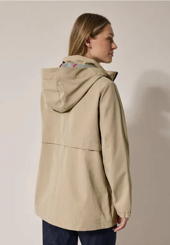 Damen Kurz Trenchcoat mit Kapuze