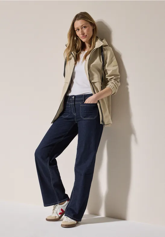 Damen Kurz Trenchcoat mit Kapuze