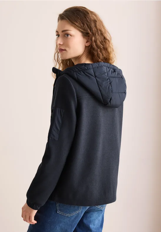 Damenjacke in Wolloptik mit Nylon-Details