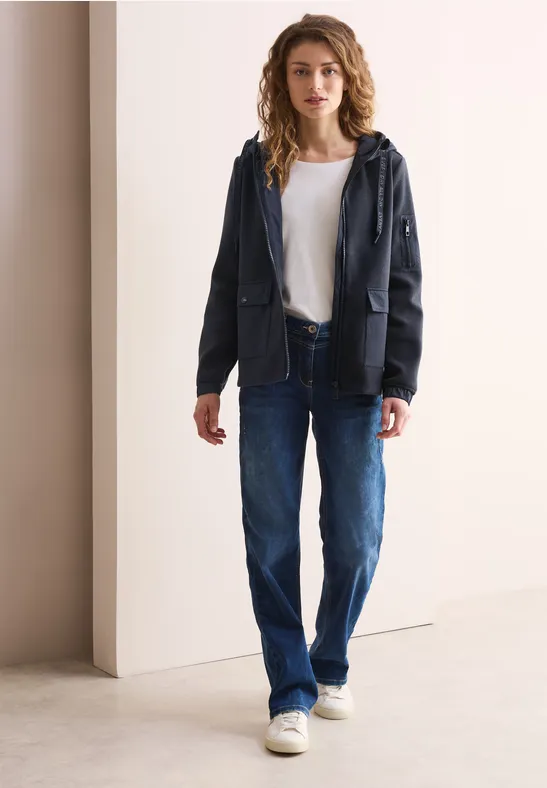 Damenjacke in Wolloptik mit Nylon-Details