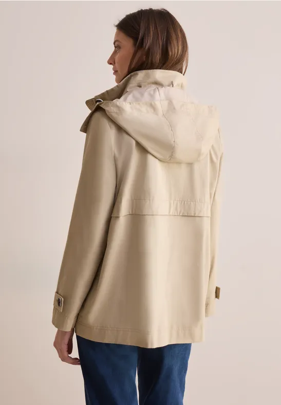 Baumwollmischung Trenchcoat mit Kapuze