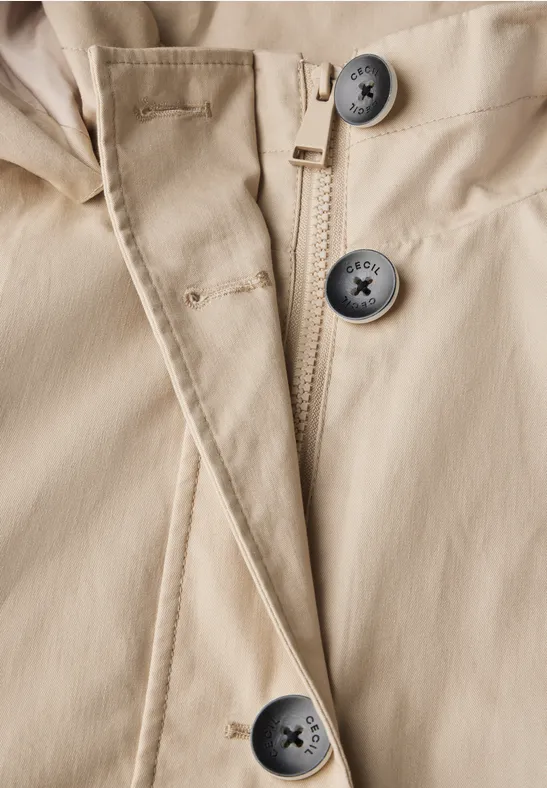 Baumwollmischung Trenchcoat mit Kapuze