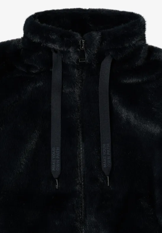 Kurze Jacke aus Kunstfell mit Reißverschluss