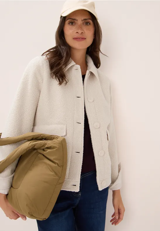 Jacke in Wolloptik mit Taschen