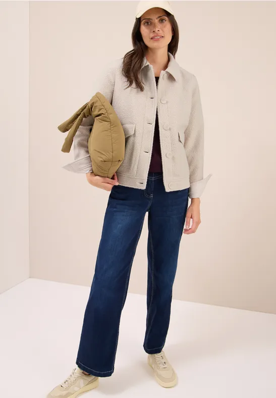 Jacke in Wolloptik mit Taschen