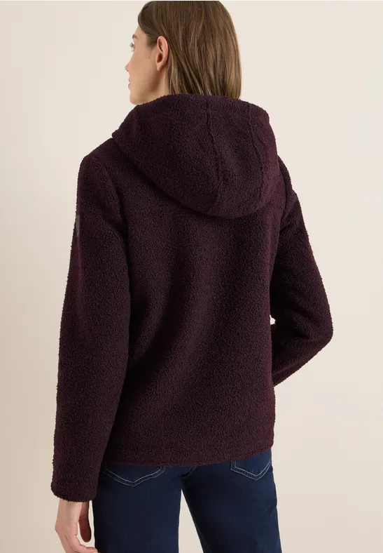 Fleecejacke mit Kapuze und Reißverschluss