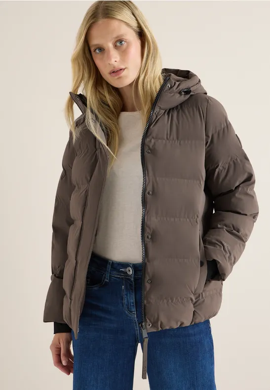 Sportive Jacke mit Kapuze in Braun