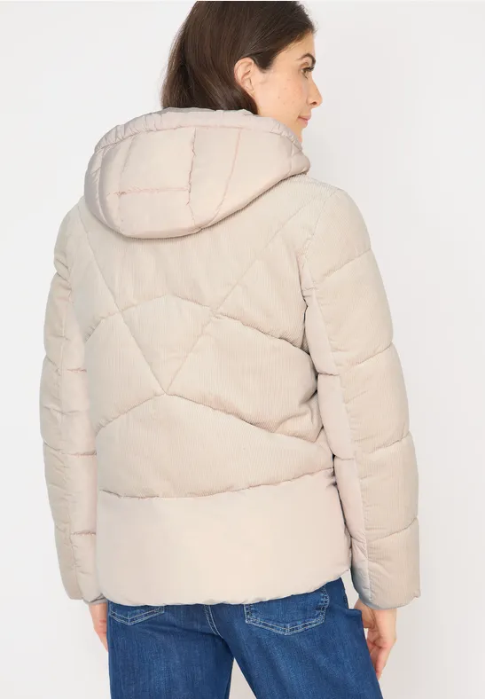 Cord Puffer Jacke mit Kapuze