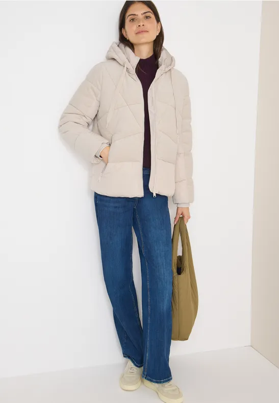 Cord Puffer Jacke mit Kapuze