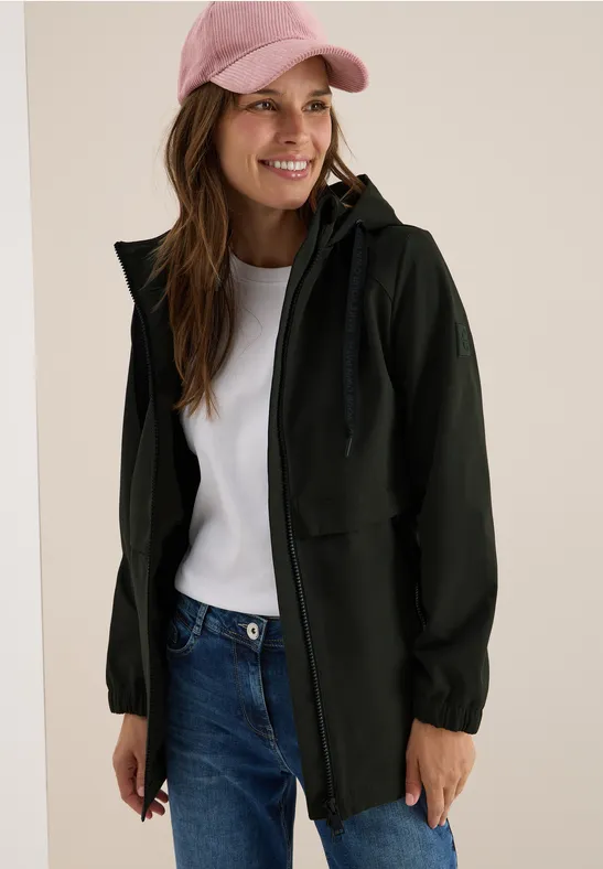 Kurze Trench Regenjacke mit Kapuze