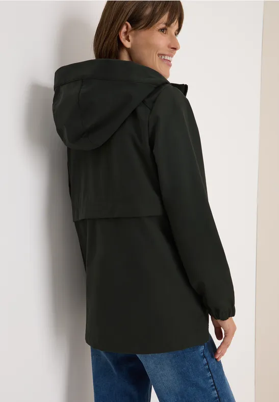 Kurze Trench Regenjacke mit Kapuze