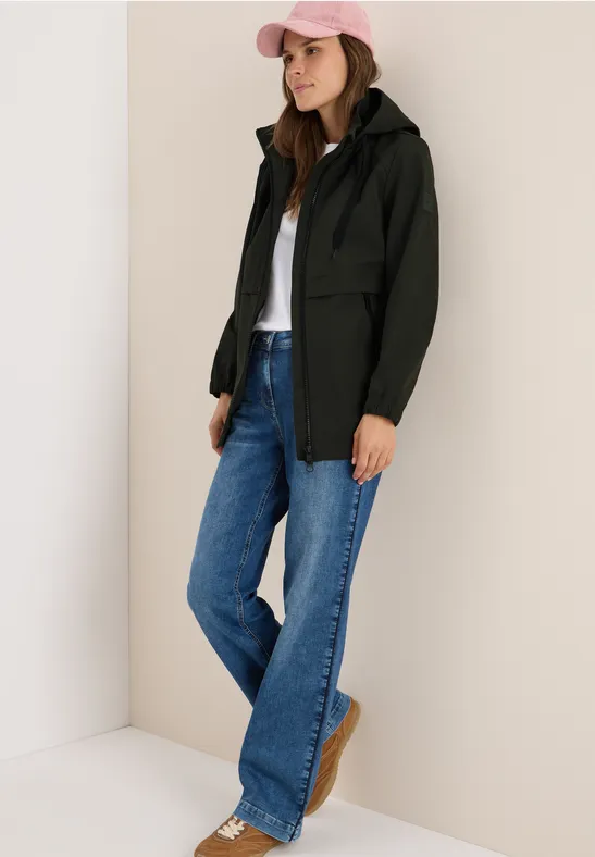 Kurze Trench Regenjacke mit Kapuze