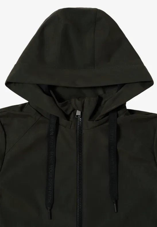 Kurze Trench Regenjacke mit Kapuze