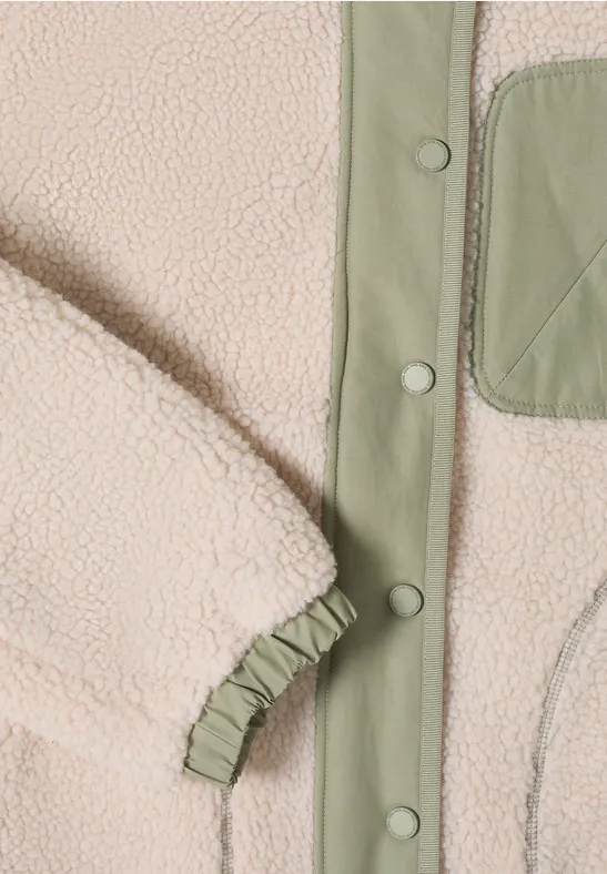 Teddyfleece Kapuzenjacke mit Softshell Details