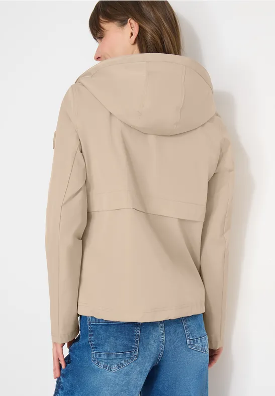 Beige Übergangs-Windbreakerjacke mit Kapuze