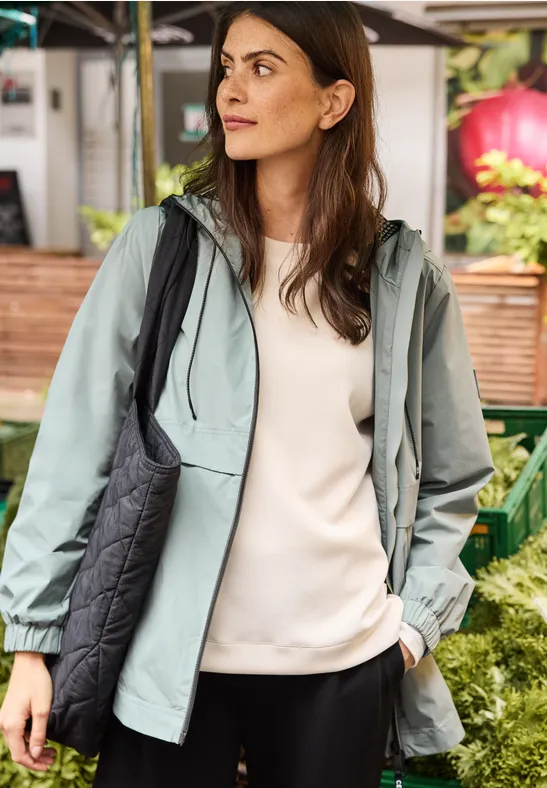 Lässige A-Linien Regenjacke mit Kapuze