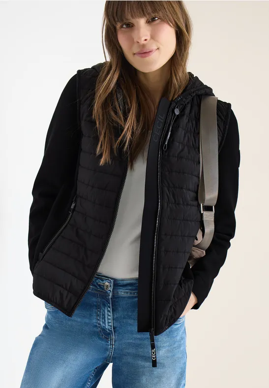 Gesteppte Jacke mit Softshell-Ärmeln