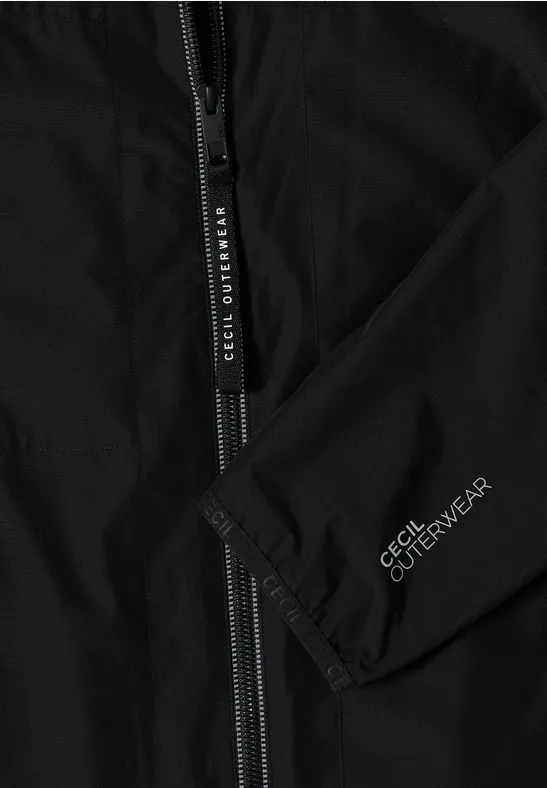 Schwarze Kapuzen-Leichtwindjacke