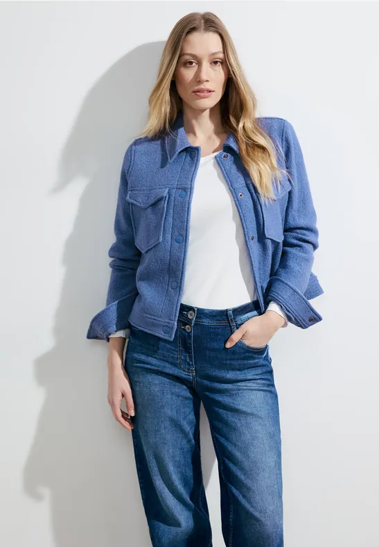 Hemdjacke mit Wollanteil und Taschen