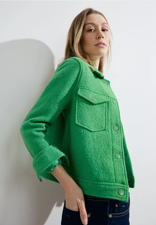 Grüne Kurzjacke mit Wollmischung