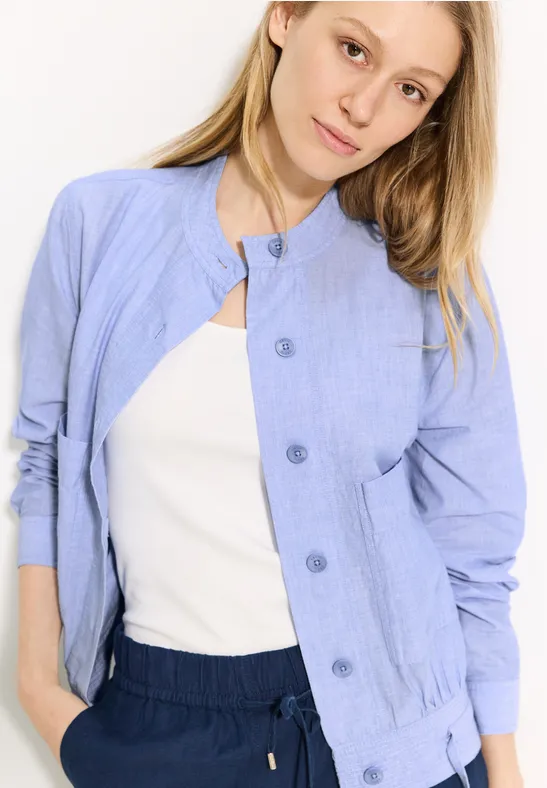 Damen Chambray Jacke in Hellblau