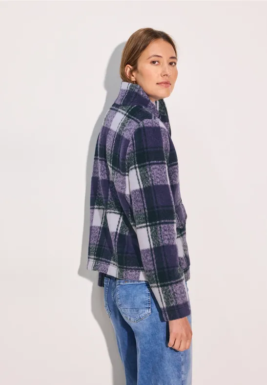 Karierte Fleece Jacke mit Reißverschluss