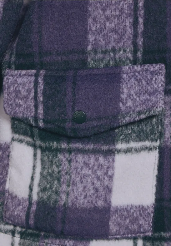 Karierte Fleece Jacke mit Reißverschluss