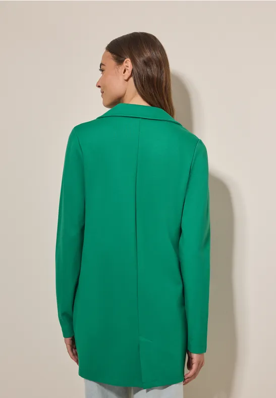 Langer, offener Blazer in Grün