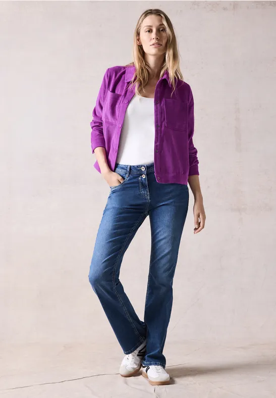 Lila Cordhemdjacke