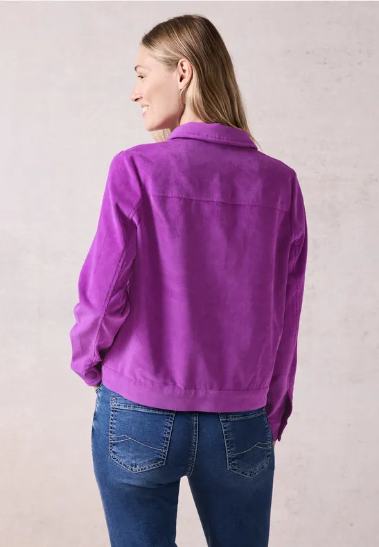 Lila Cordhemdjacke