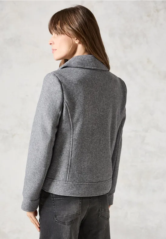 Graue Bikerjacke in Wolloptik