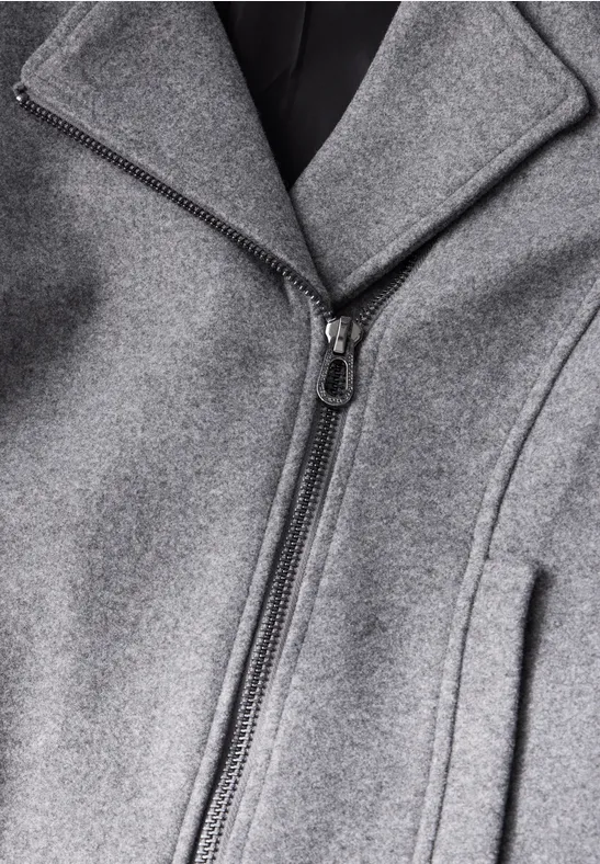 Graue Bikerjacke in Wolloptik