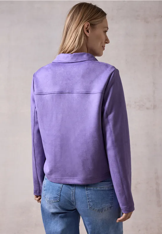 Kurze Hemdjacke im Veloursleder-Look
