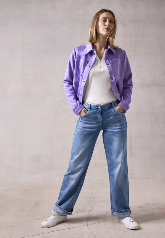 Kurze Hemdjacke im Veloursleder-Look