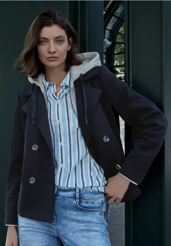 Kurzer Scuba Trenchcoat mit Kapuze
