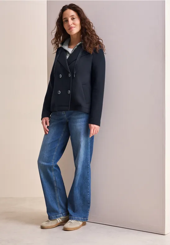 Kurzer Scuba Trenchcoat mit Kapuze