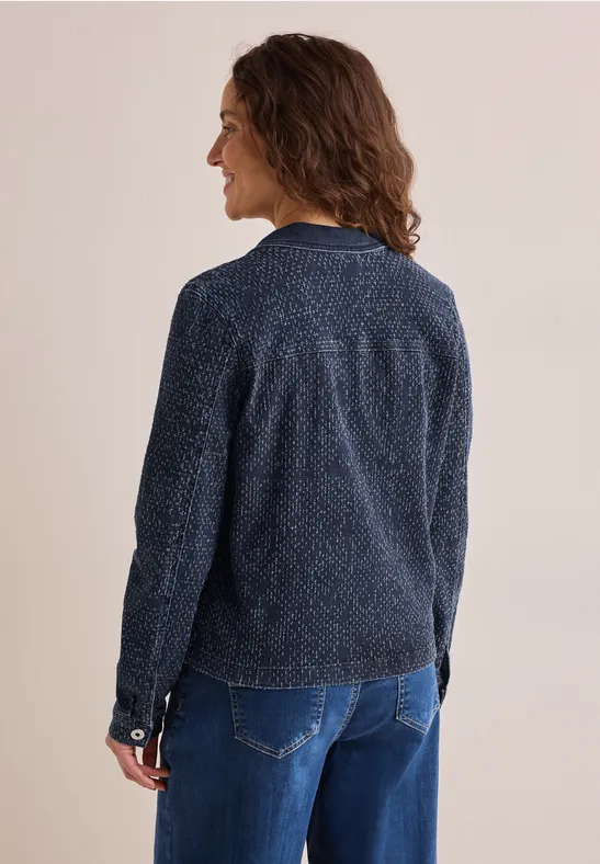 Jeansjacke mit Bouclé-Textur und Taschen