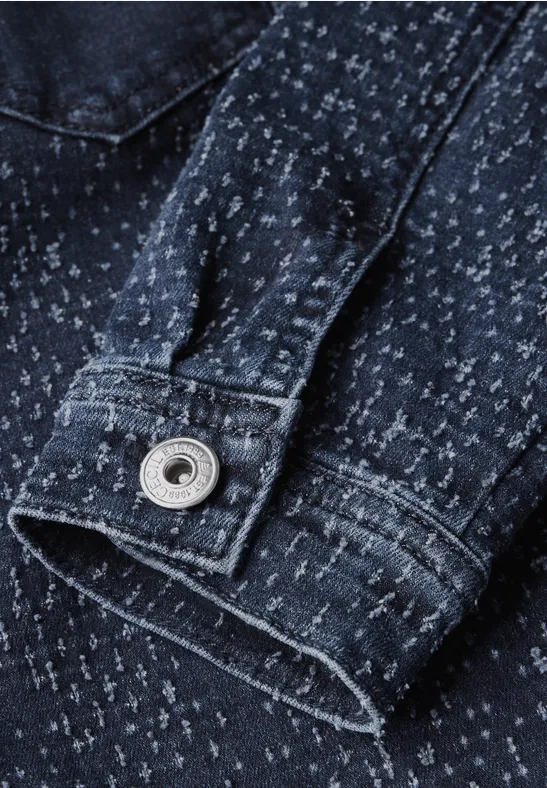 Jeansjacke mit Bouclé-Textur und Taschen