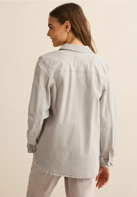 Gestreiftes Denim Overshirt mit Brusttaschen